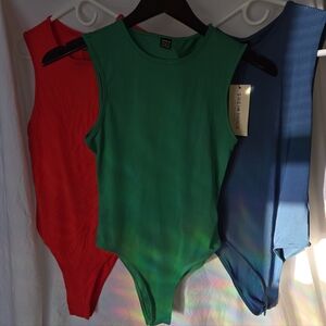 SHEIN Women's Bodysuit Set - Red, Green, Blue, And Brown